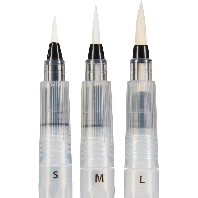 Набор кистей худож Комус с резервуаром, синтетика, набор 3 шт (S,M,L)