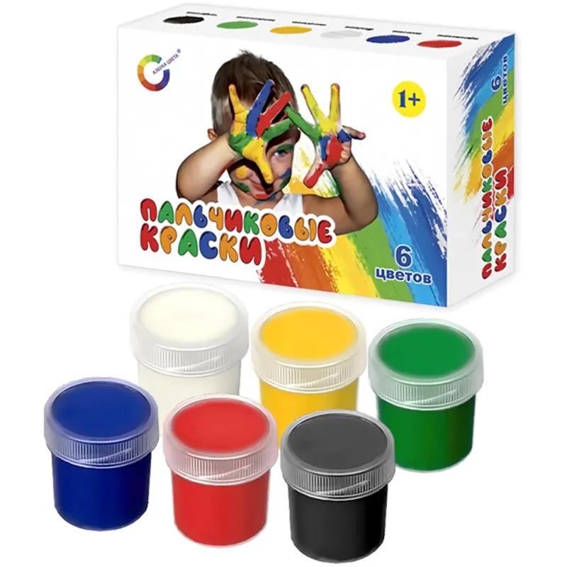 Краски пальчиковые набор 6 цветов по 20мл АЗБУКА ЦВЕТА Арт.91-6.20-00
