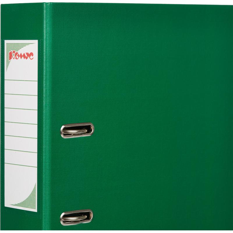 Папка-регистратор Комус Стандарт 75мм  зеленая, ПБП2, карм.кор., мет.уг
