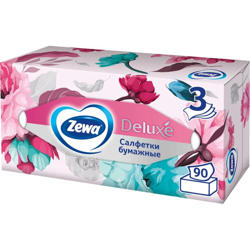Салфетки косметические ZEWA-Deluxe 28420/3849 3-сл.90шт./уп.