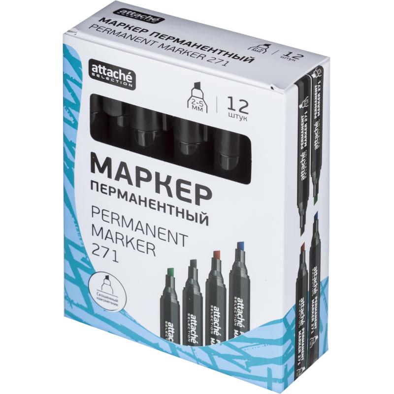 Маркер перманентный Attache Selection 271 черный 2-5мм скош. наконечник