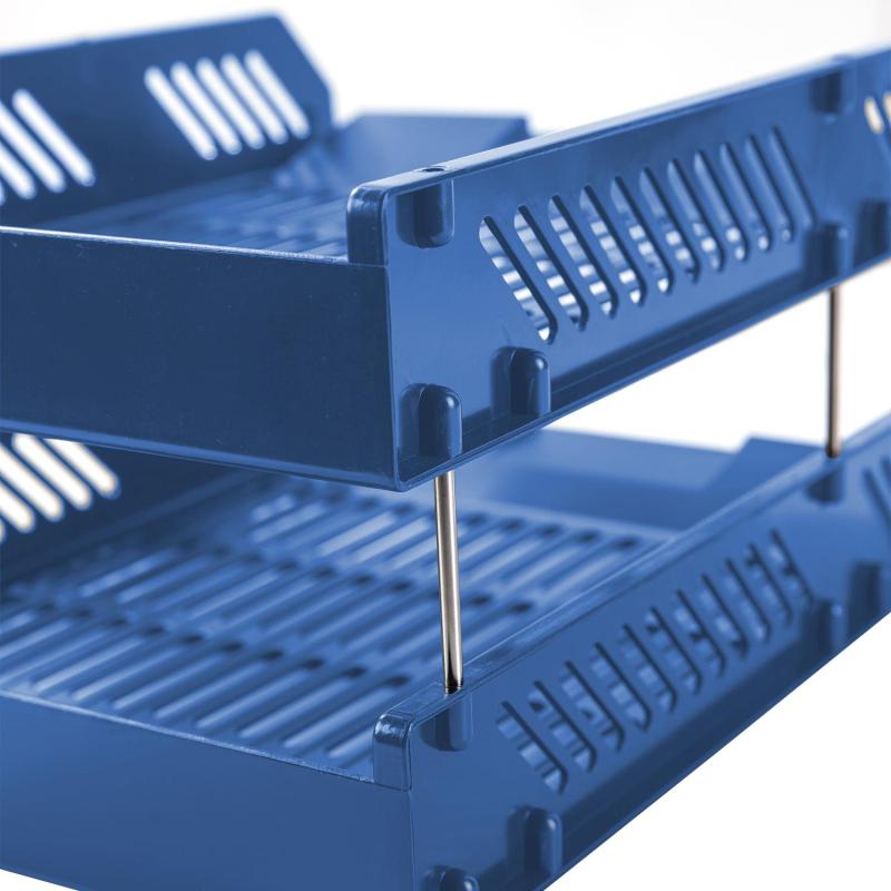 Лоток горизонтальный для бумаг Deli E9208  2 штуки, металл.стерж синий