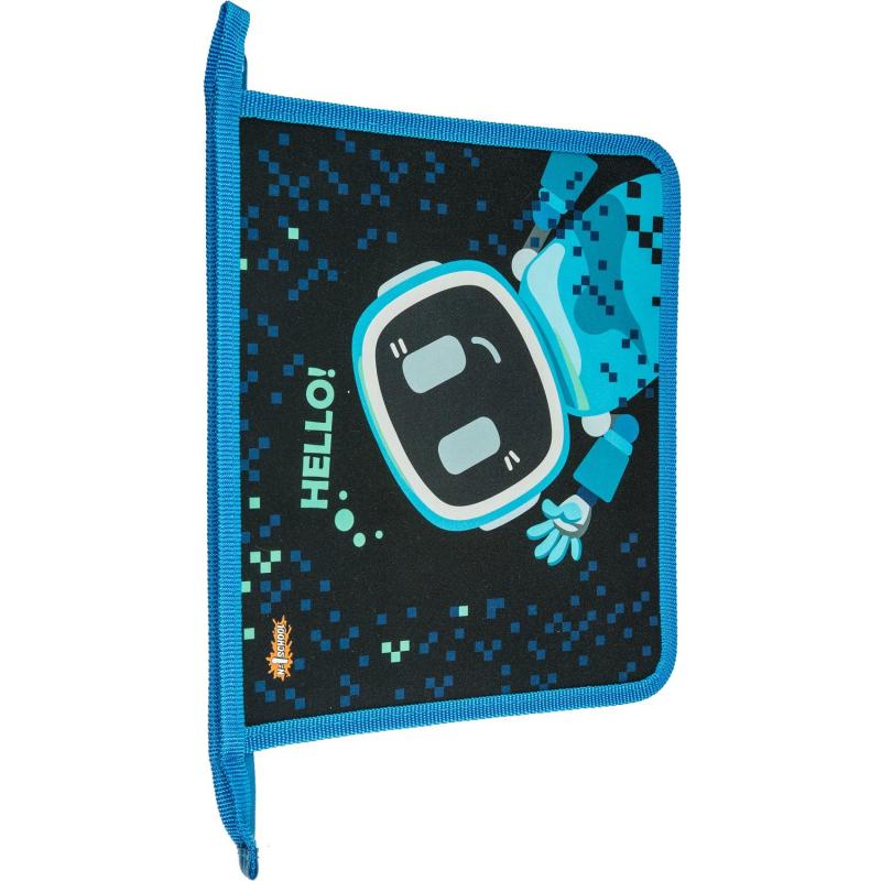 Папка для тетрадей Комус Класс Robot Hello син,А5, молния, пластик, ПТ-735