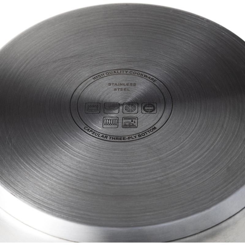 Сотейник 4л, нерж сталь, тройное дно, d=215, h=128, сдвумя ручками,индукция