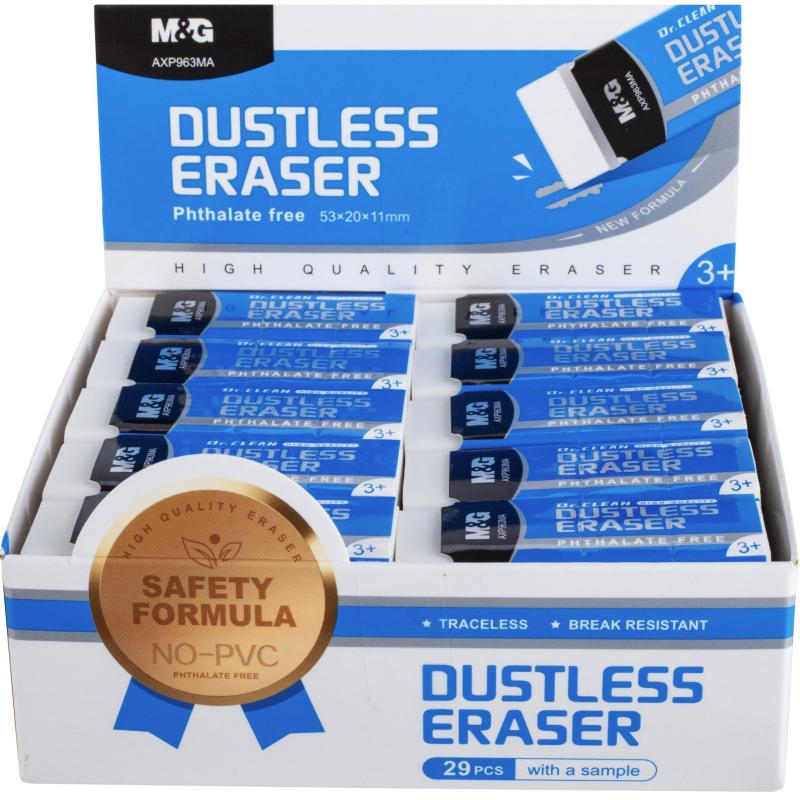 Ластик прямоугольный M&G,53x20x11 мм,белый, карт.упак. AXP963MA