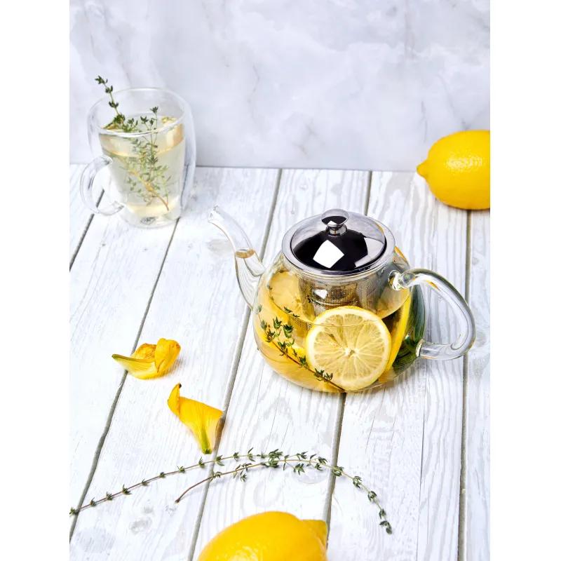 Чайник заварочный 700мл Майин с фильтром,боросил.стекл,нерж ста(AX831)