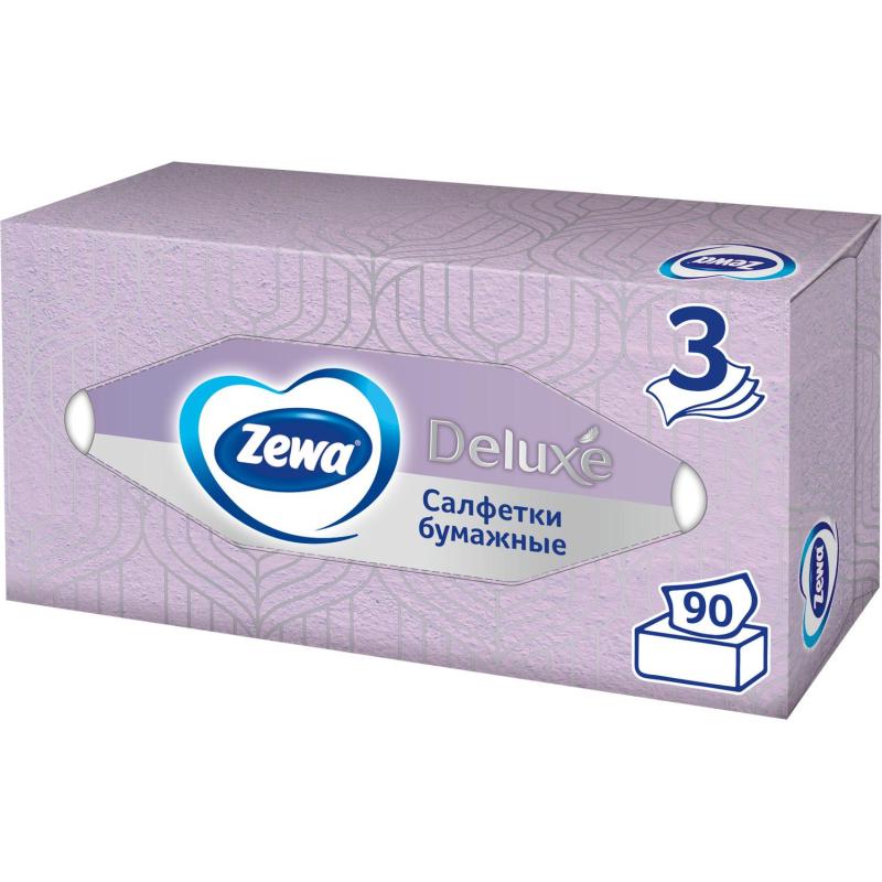 Салфетки косметические ZEWA-Deluxe 28420/3849 3-сл.90шт./уп.