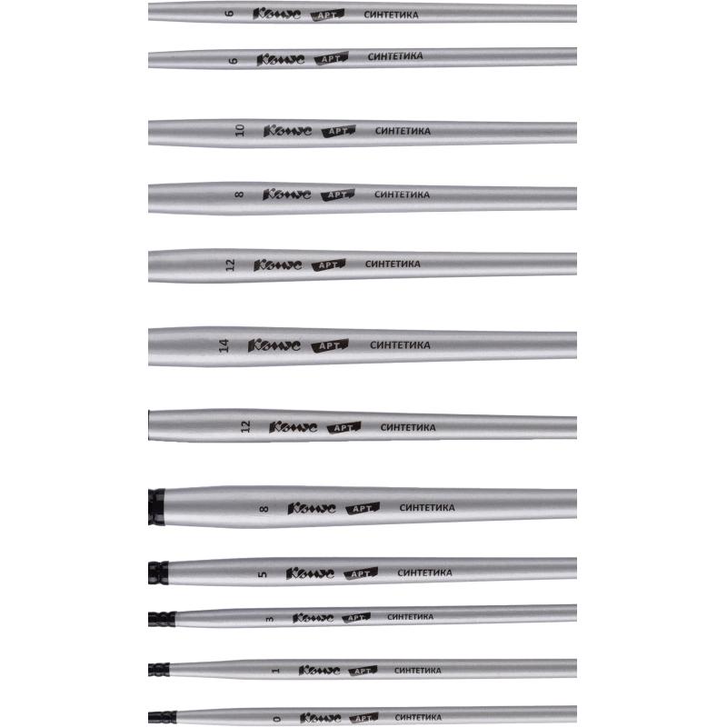 Набор кистей худож Комус Арт,синт.сред.жестк,корот.ручк,черн.пенал,12шт/наб