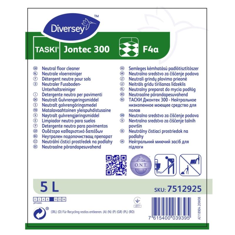 Профхим д/машин мойки и руч нейтрал низкопенн Diversey/TASKI Jontec 300, 5л