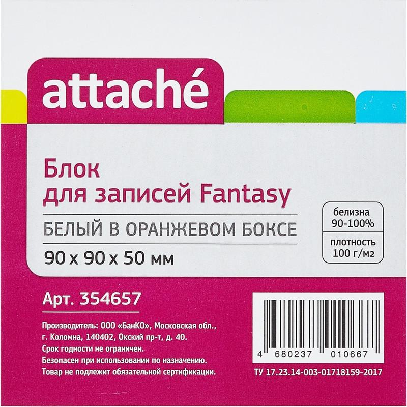 Блок для записей в подставке ATTACHE Fantasy 9х9х5 оранж белый блок 80г/92