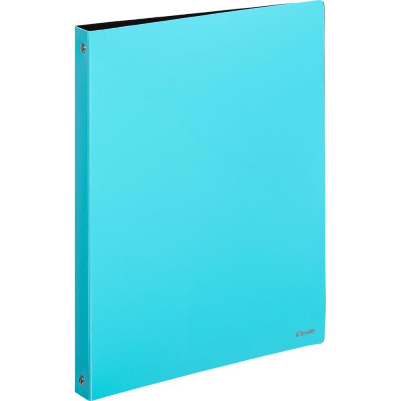 Папка на 4-х кольцах Комус,25 мм, голубая, с карманом СD/визитки