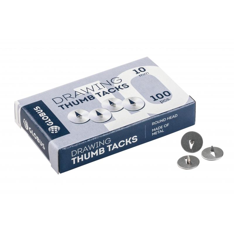 Кнопки канцелярские Глобус металлические,10 мм, 100 шт.в уп. карт/коробка