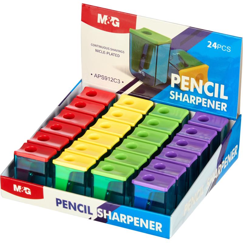 Точилка ручная M&G, 1 отв., контейнер, ассорти