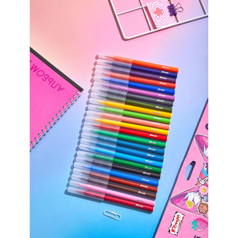 Фломастеры Комус Класс Kitty stickers 24 цв. в наб.,вентилир.,картон.упак