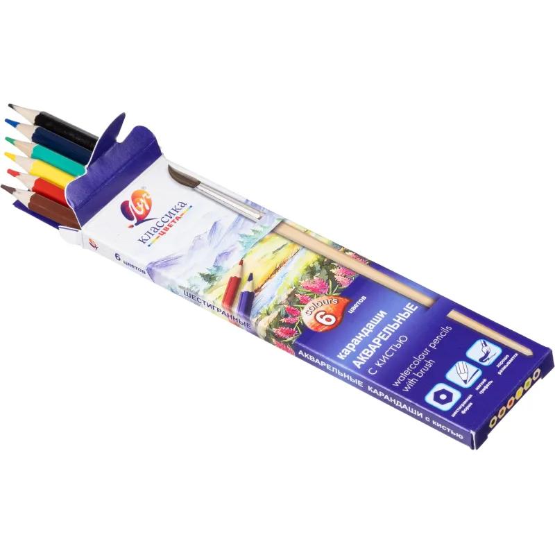 Карандаши акварельные 'Классика цвета' 6 цв. с кистью 32С 2089-08 набор