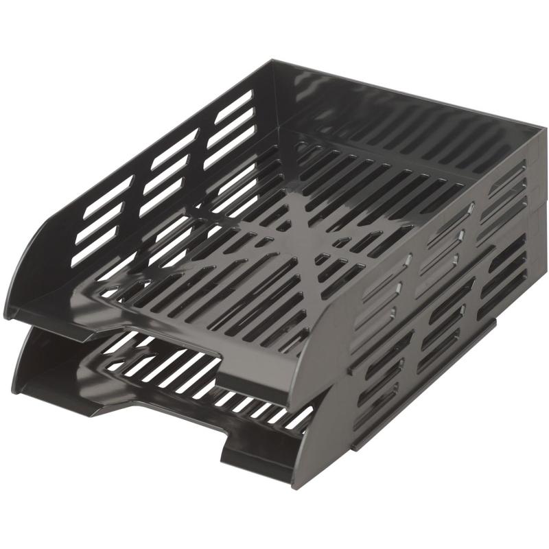 Лоток горизонтальный для бумаг Attache 2шт/на на металл стержнях черный