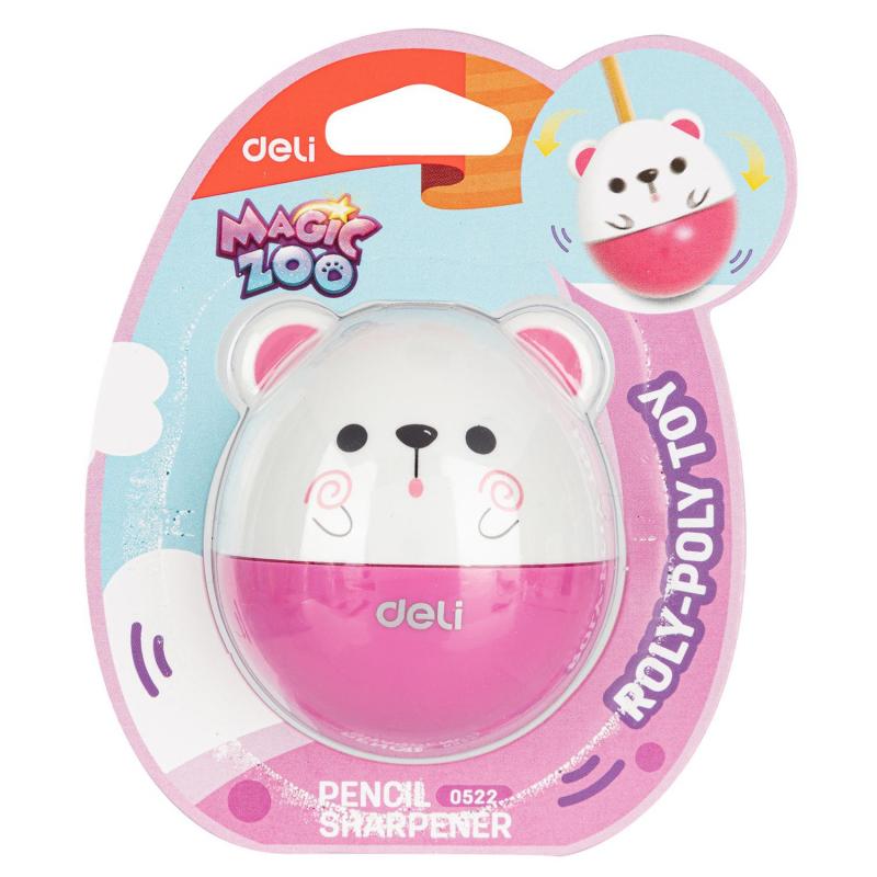 Точилка ручная Deli, 1 отв., с контейнером, пластик, картонная уп., ассорти