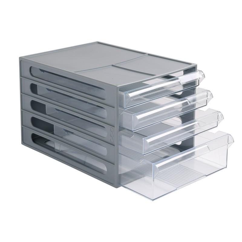 Бокс с выдвижными лотками Стамм серый 4прозрачн.лотка ВЛ53/ЛТГ-30864