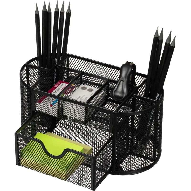 Подставка-органайзер д/канц.мелочей Комус 9отд мет сетка 220х110х105мм черн