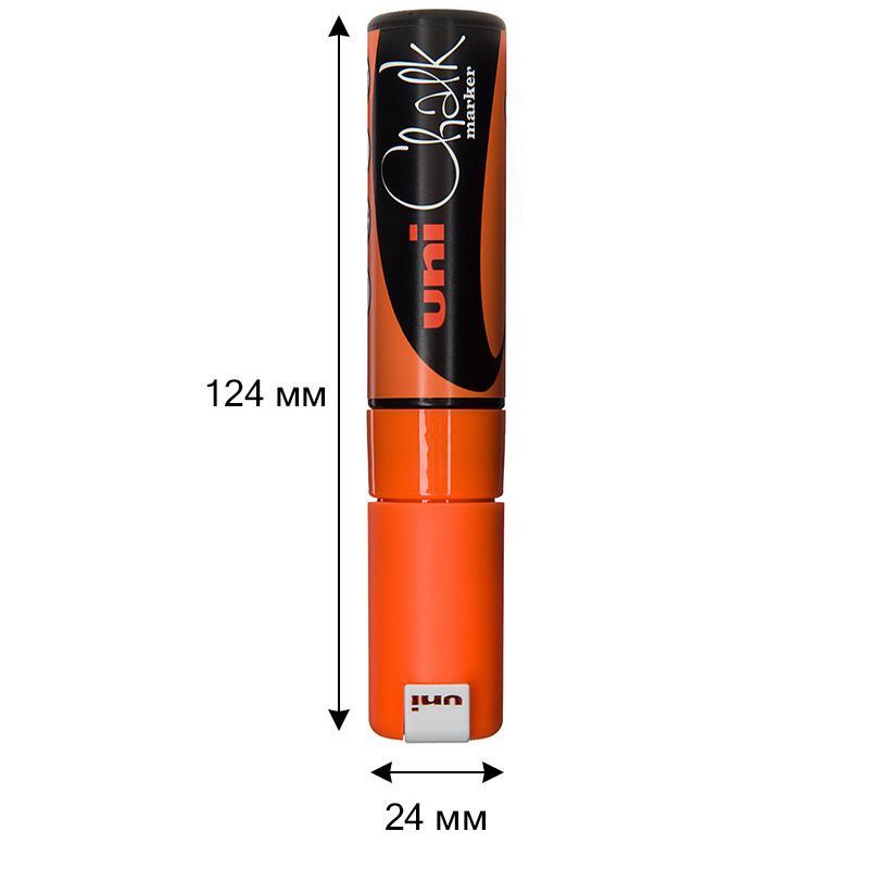 Маркер меловой UNI PWE-8K, флуоресцентно-оранжевый, до 8.0 мм.
