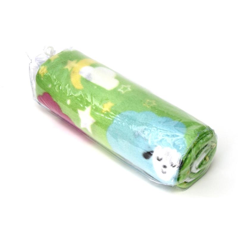 Плед флис , 130 X150 см, 120 гр/м2 , Барашки на салатовом