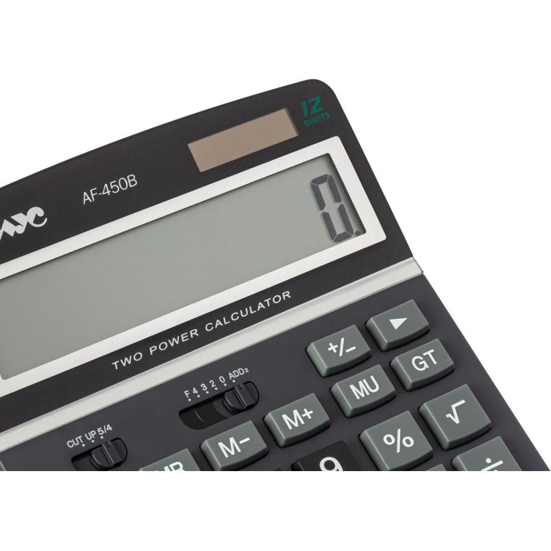 Калькулятор настольный ПОЛНОРАЗМЕРНЫЙ Комус AF-450B,12р,дв.пит,чрн
