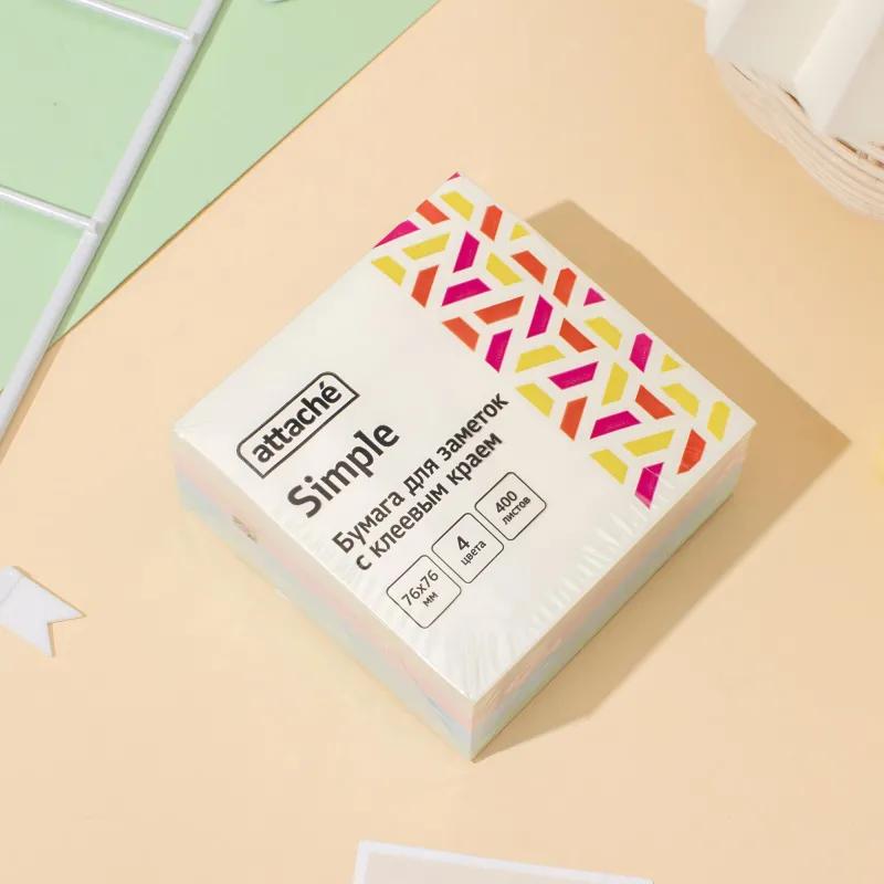 Стикеры Attache Simple куб 76х76, пастель 4 цвета 400 л