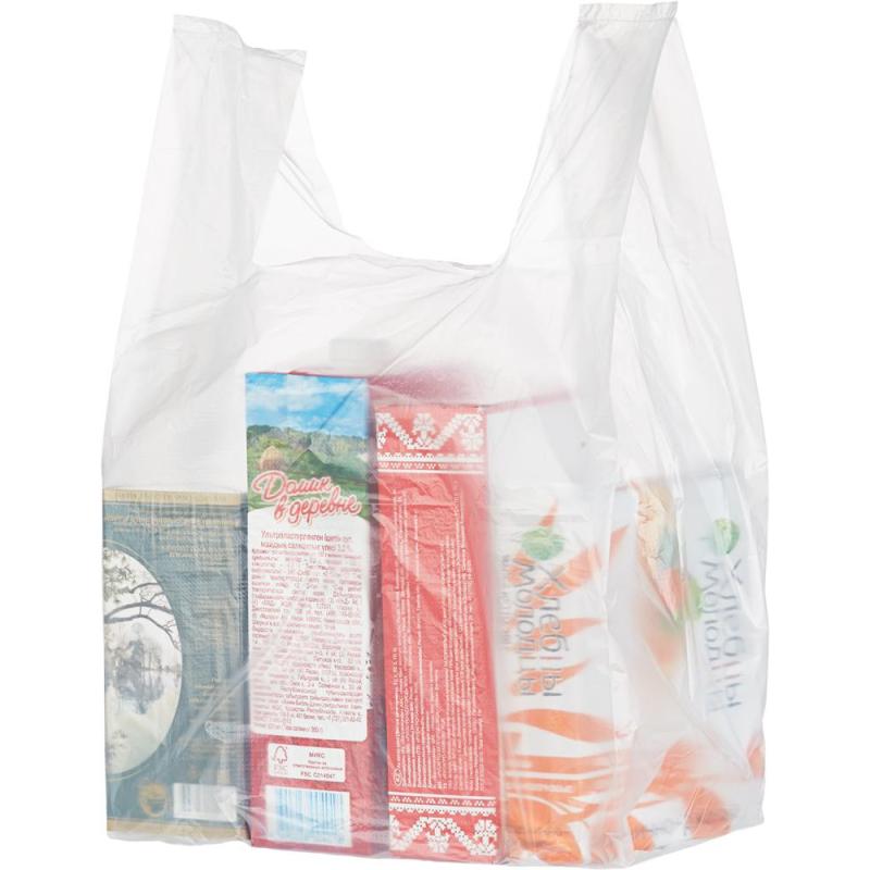 Пакет-майка ПНД 25+12х45 см, 12 мкм, 200 шт/уп, белый