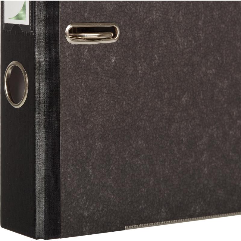 Папка-регистратор Комус мрамор.карт 50мм черн.кореш,бум/бум,карм.кор.мет.уг