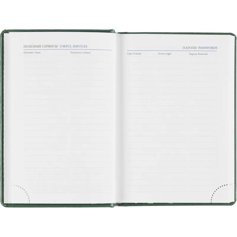 Ежедневник датированный 2026, зеленый,А6, 100х150 мм,336 стр,Agenda