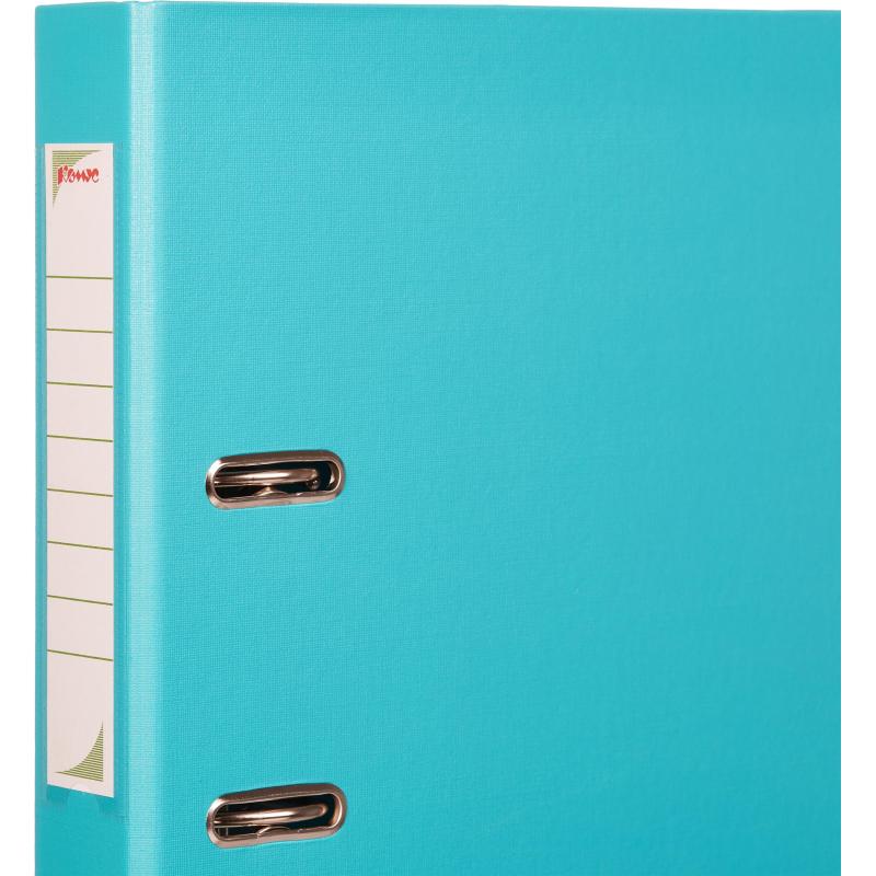 Папка-регистратор Комус Стандарт 50мм бирюзовая, ПБП2, карм.кор., мет.уг