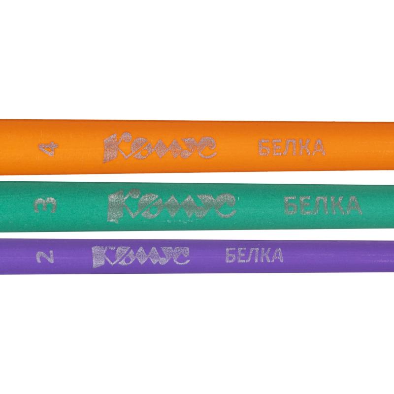 Набор кистей Комус Класс Максики белка,кругл(№2,3,4),3шт в  упак. с европ