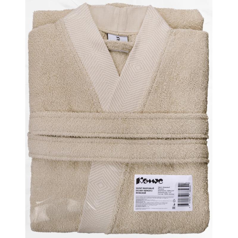 Халат Махровый Мужской  DELRAY Кимоно бежевый, XXL,300 гр/м2