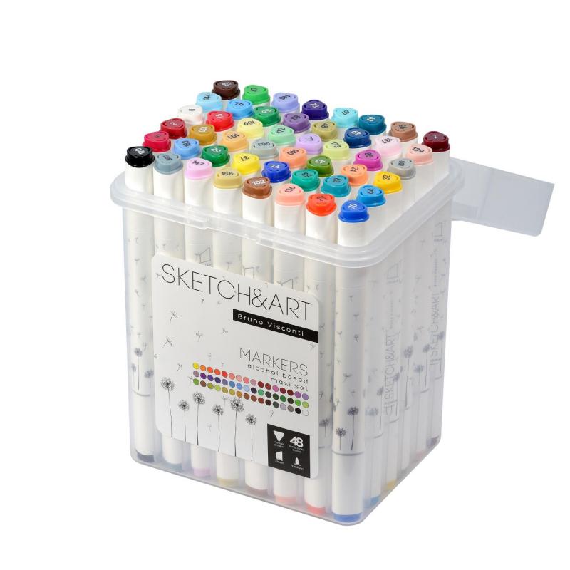 Набор маркеров ДВУС.СКЕТЧ-МАРКЕРЫSKETCH&ARTМАКСИ,48 ЦВ.ПЛАС.ПЕНАЛ,22-0079