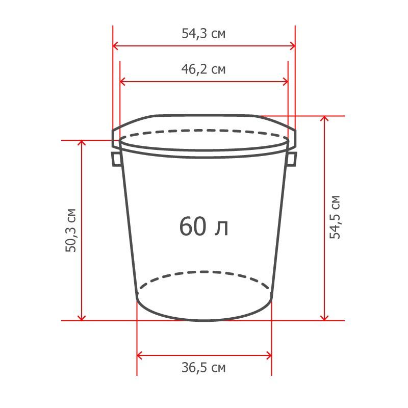 Бак для отходов 60л пластик, зеленый для пищ./непищ. прод. (до -30)