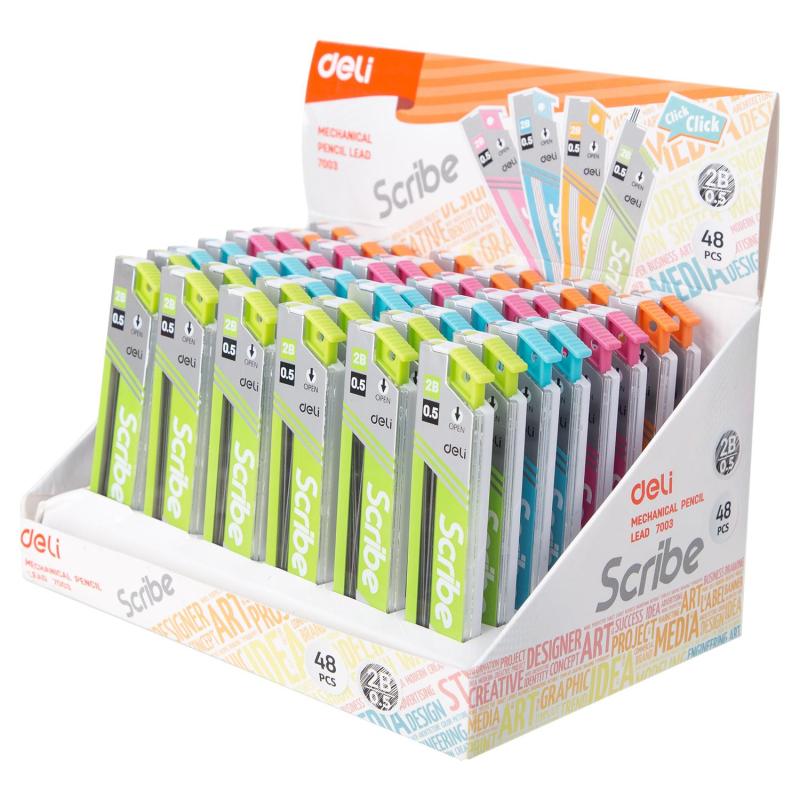 Стержень микрографический Deli, 0,5 мм 2B, упаковка в ассортименте, 20 шт