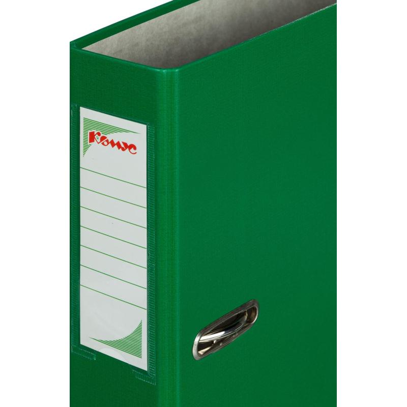 Папка-регистратор Комус Экономи 50мм зеленая, ПБП1, карм.кор., мет.уг
