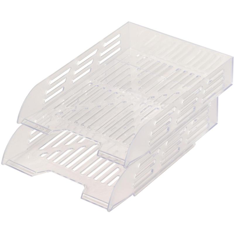 Лоток горизонтальный для бумаг Attache 2шт/наб на металл стерж прозрачный