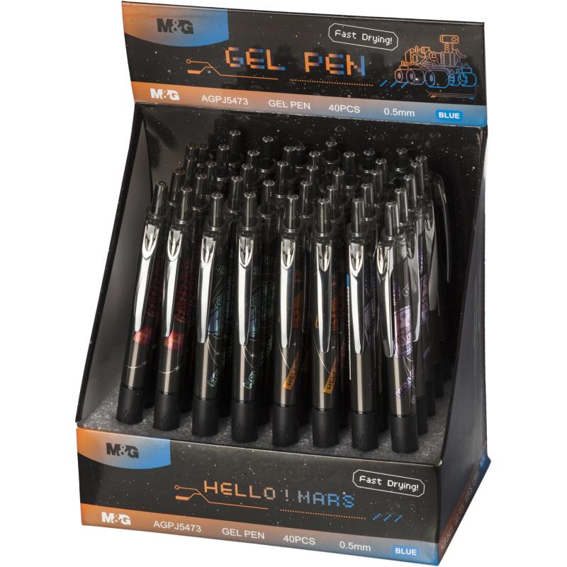 Ручка гелевая автомат M&G Hello Mars, д.ш. 0,5 мм, синяя, манж., ассорти