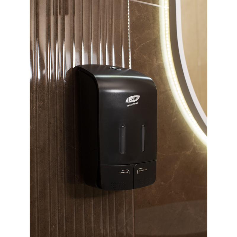 Дозатор для жидкого мыла Luscan Prof Etalon 2x550мл черный 151052