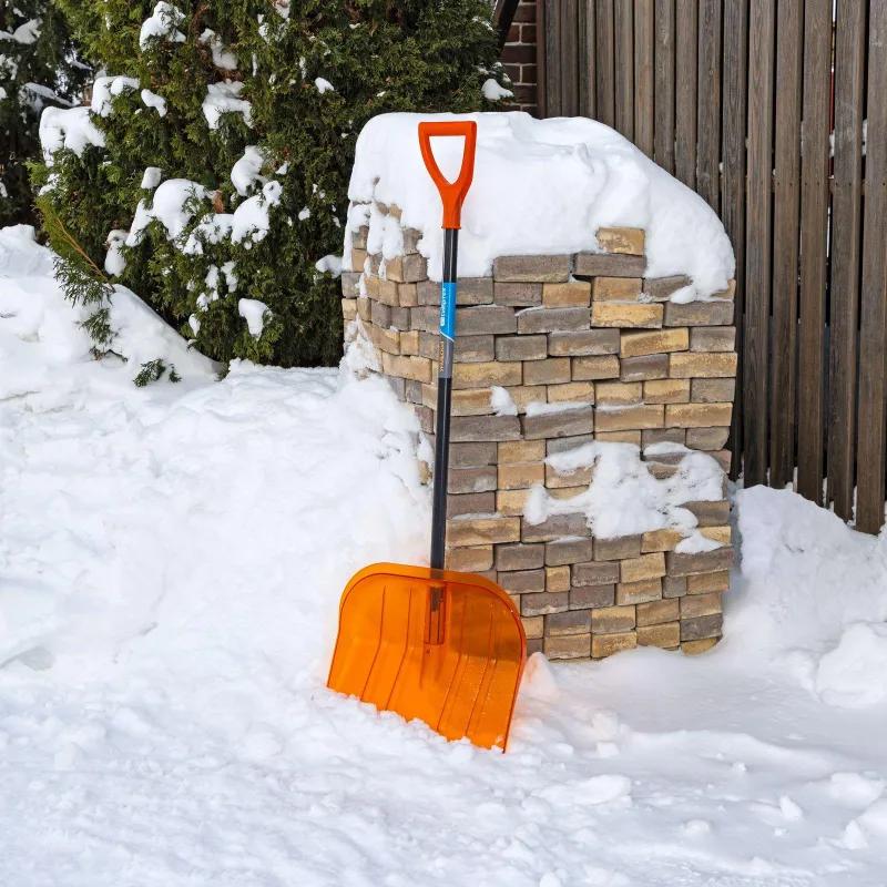 Лопата для уборки снега поликарбонат,465х410х1390мм,стал черен,усил Сибртех