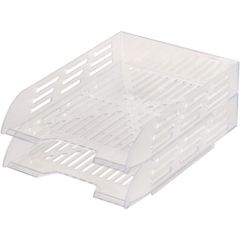 Лоток горизонтальный для бумаг Attache 2шт/наб на металл стерж прозрачный