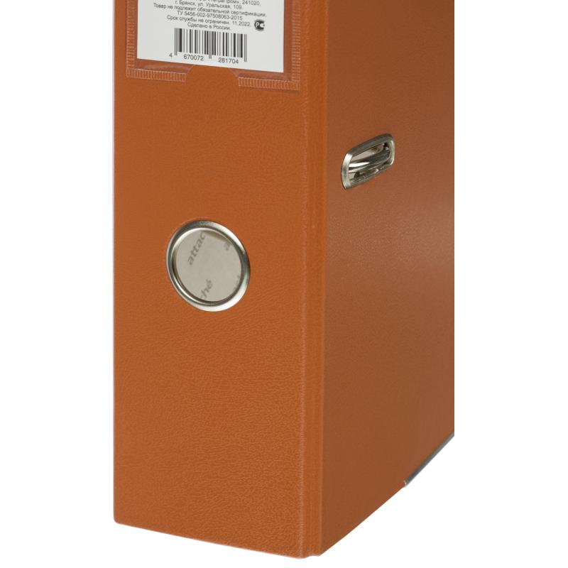 Папка-регистратор 75мм Attache А4, темно-сер., тиснение кожа, мет. угол