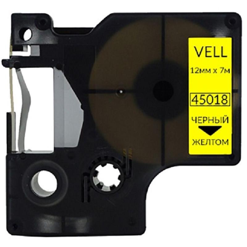 Картридж Vell VL-D-S0720580/45018 (12 мм, черн на желтом) для LM {vell45018