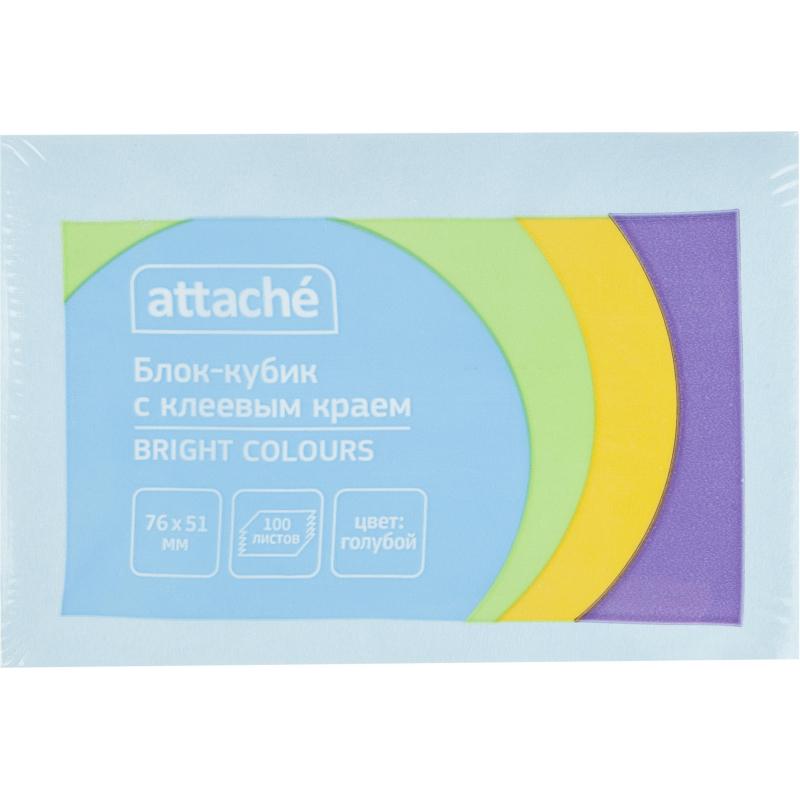 Стикеры ATTACHE Bright colours с клеев.краем 76х51 голубой 100л