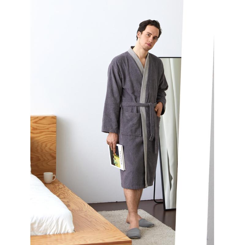 Халат Махровый Мужской  DELRAY Кимоно антрацит, L-XL, 300 гр/м2