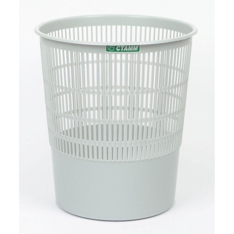 Корзина для мусора офисная 18л пластик, серая СТАММ КР02