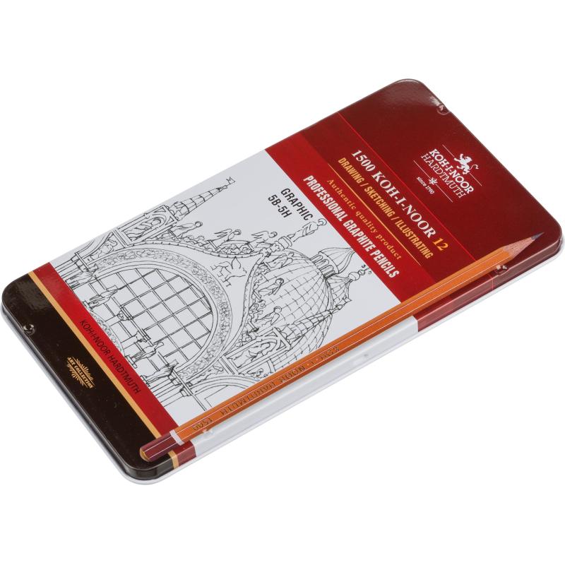 Набор карандашей черногр KOH-I-NOOR 1502/III 5B-5H 12шт./наб.,б/ласт, Чехия