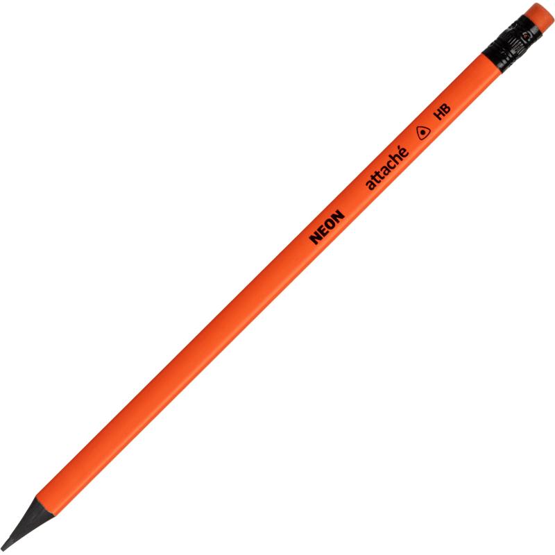 Карандаш чернографитный Attache пластик, трехгранн, с ластиком, ассорти