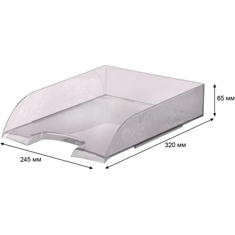 Лоток горизонтальный для бумаг Комус Русская Серия дымчатый